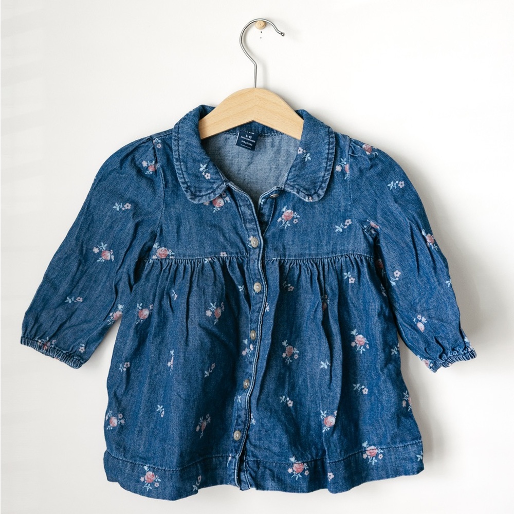 GAP Baby Denim Floral Dress | 6-12 Months
